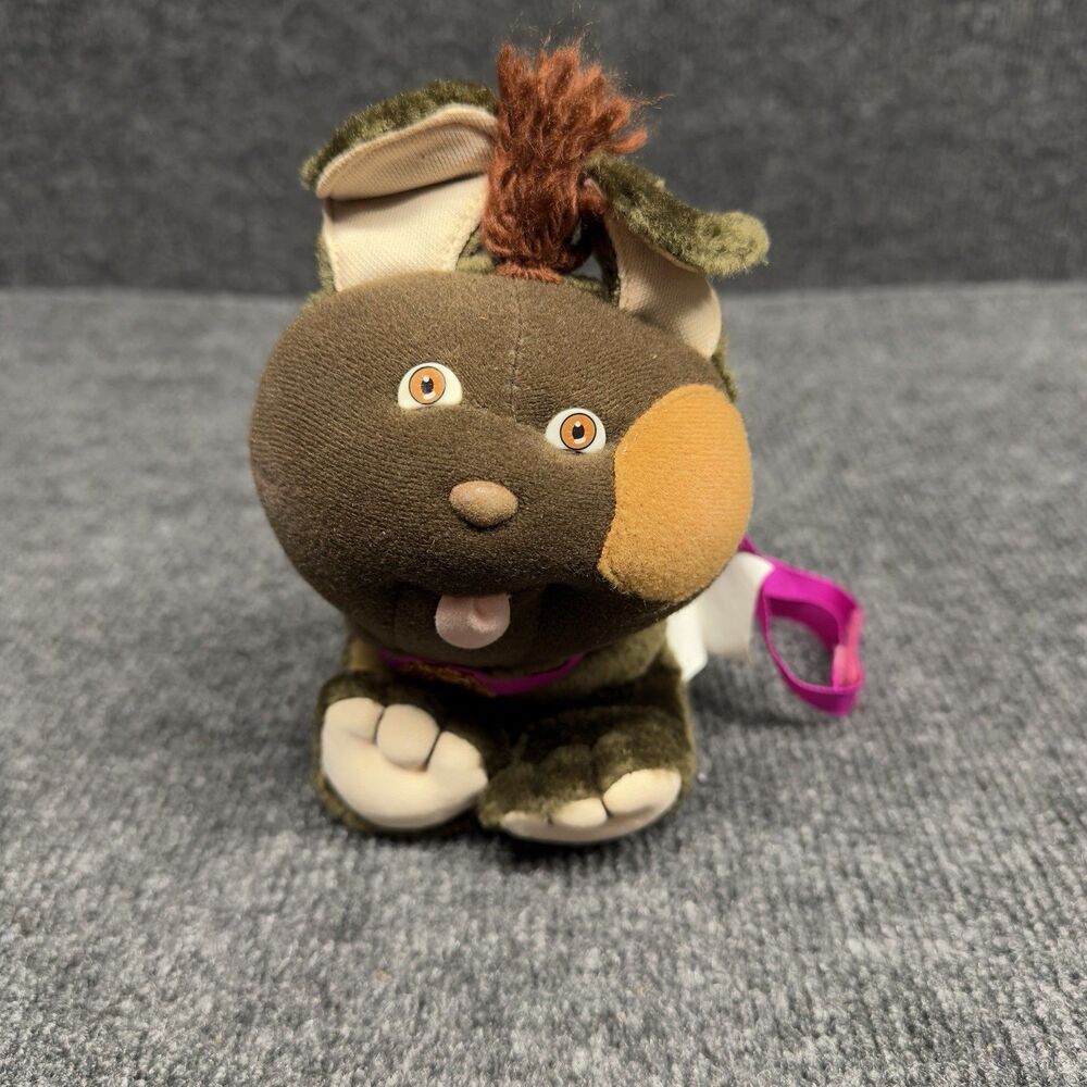 Vintage 1986 Cabbage Patch Kids CPK Pets Plush Puppy Dog Brown Coleco Leash RARE
